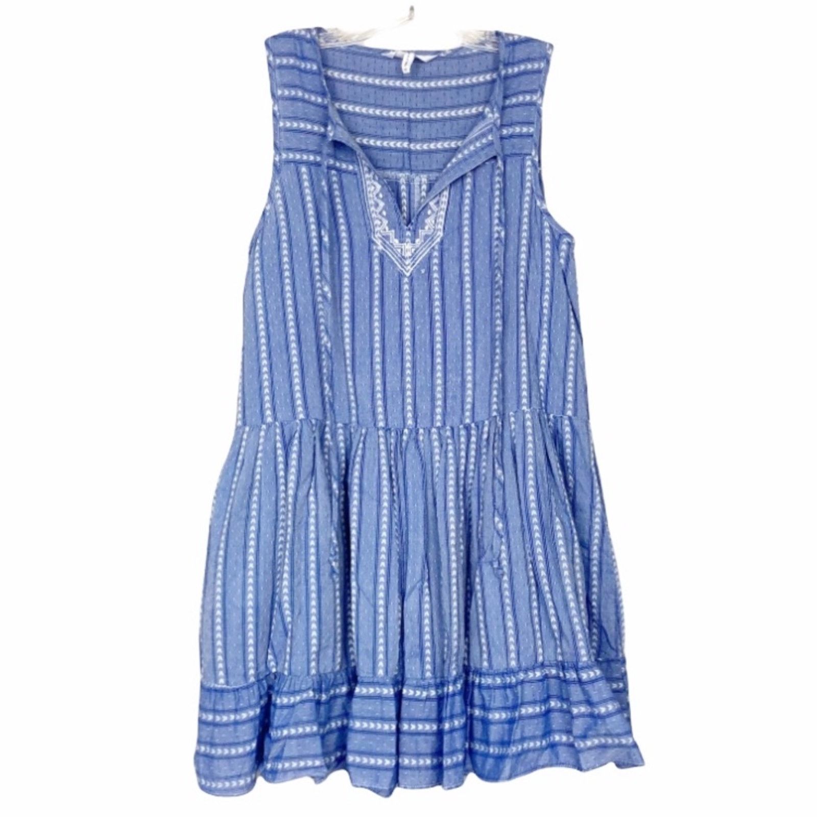 Other Bcbgeneration Blue Striped Sleeveless Ruffle Dress Sz XS Size XS / US 0-2 / IT 36-38 - 7 Thumbnail