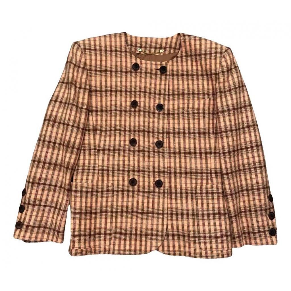 image of Escada Suit Jacket Wool in Beige Orange, Women's (Size Medium)