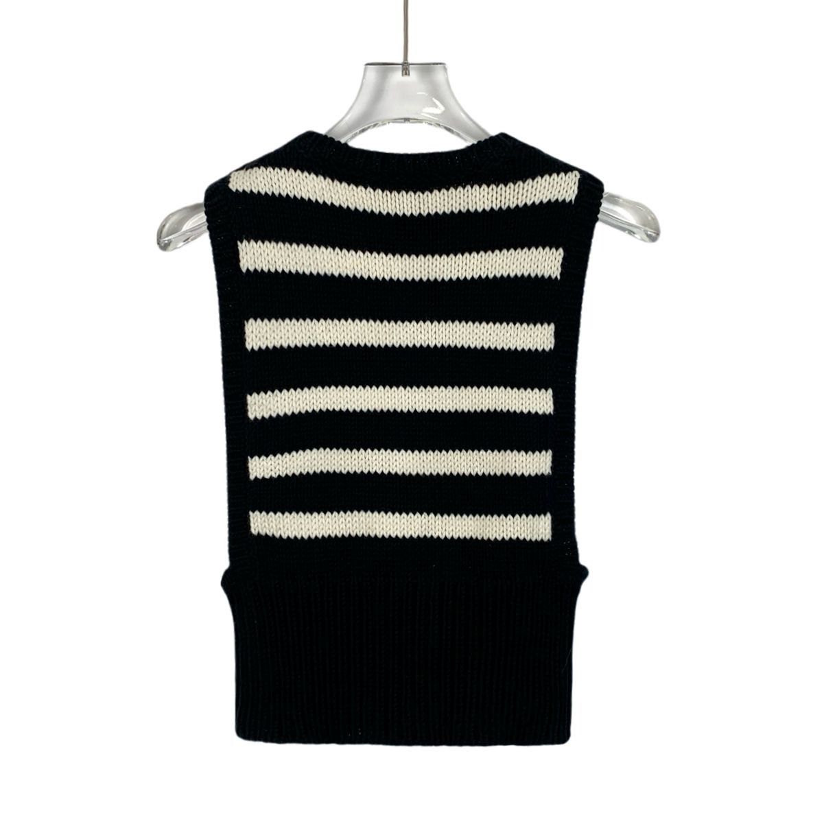 Dior Christian Dior Black Striped Cotton Sleeveless Knit Vest (Si Size XXS / US 00 / IT 34 - 7 Thumbnail