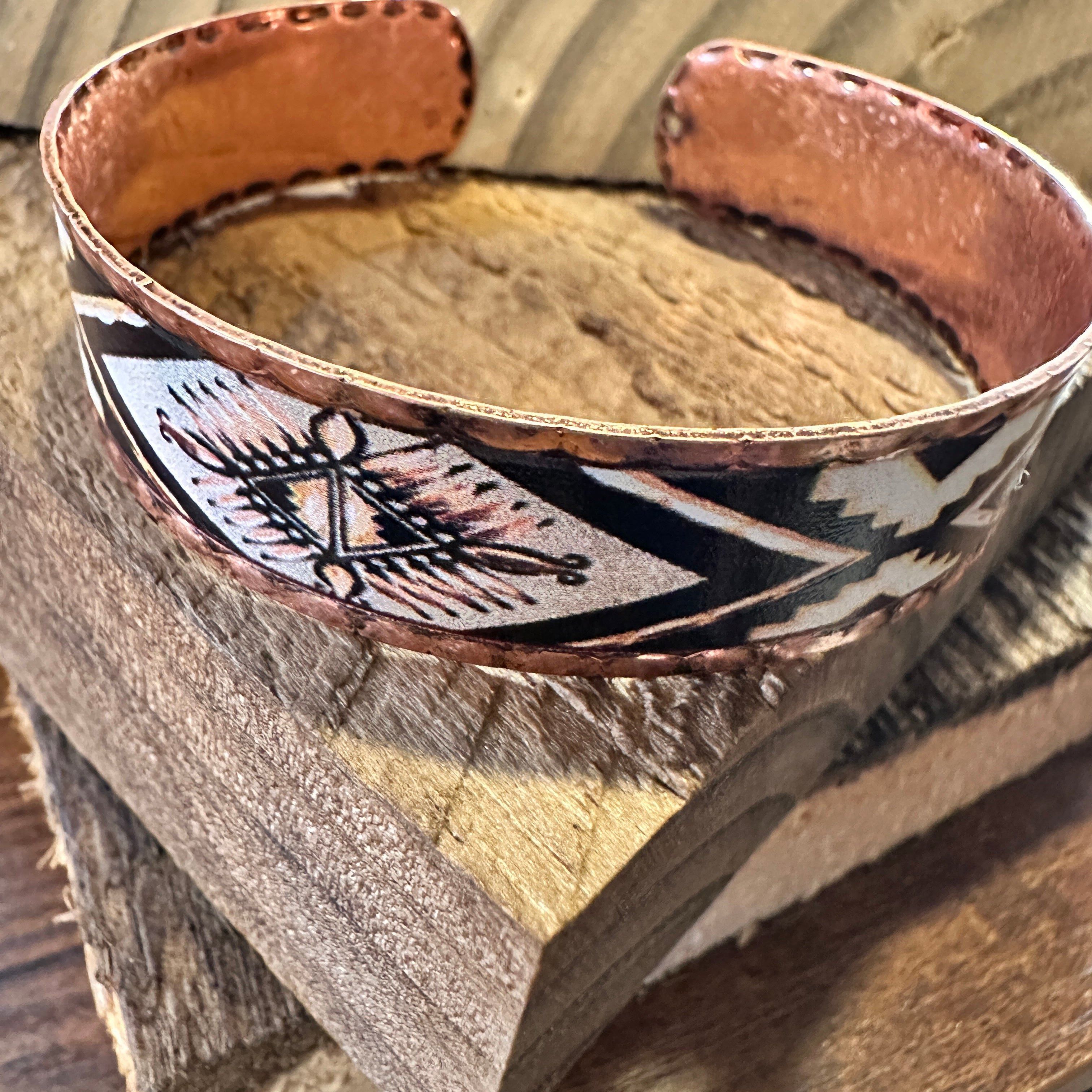 Other Handmade Boho Native American Navajo Copper Narrow Cuff Brac Size ONE SIZE - 4 Thumbnail