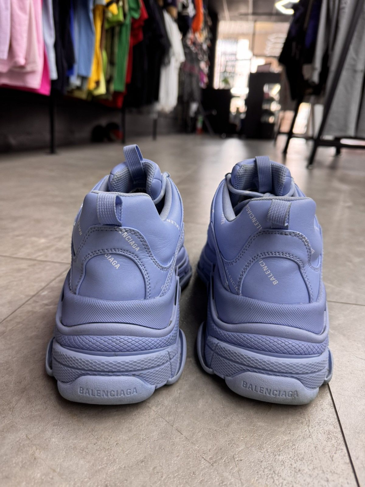 Balenciaga Balenciaga Triple S Baby Blue All Over Logo Sneaker Size US 10.5 / EU 43-44 - 4 Thumbnail