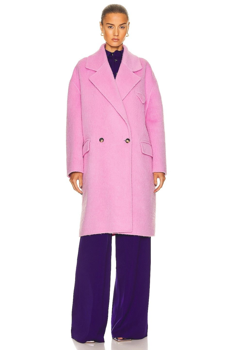 Bottega Veneta o1n1vont1225 Double Face Alpaca Coat in Purple Size S / US 4 / IT 40 - 2 Thumbnail