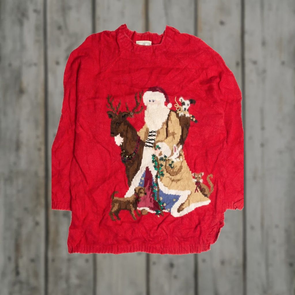 Vintage VINTAGE Red Ugly Christmas Sweater Susan Bristol Medium Mens Womens XL Chest Bust Size 42” 28” Ragstock Brand Size M / US 6-8 / IT 42-44 - 1 Thumbnail