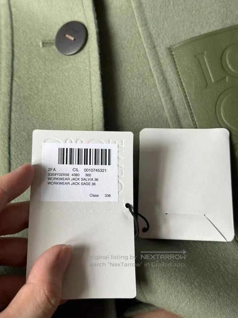 Loewe Loewe Matcha green leather tag wool jacket Size XS / US 0-2 / IT 36-38 - 4 Thumbnail