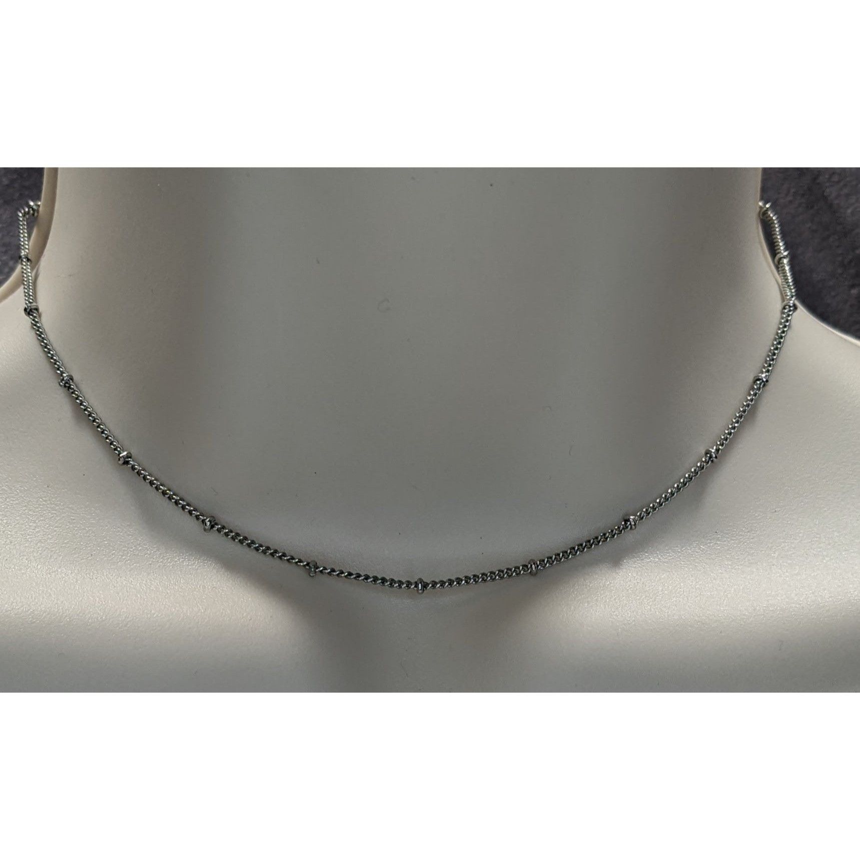 Other Delicate Minimalist Studded Silver Tone Chain Adjustable Nec Size ONE SIZE - 1 Thumbnail