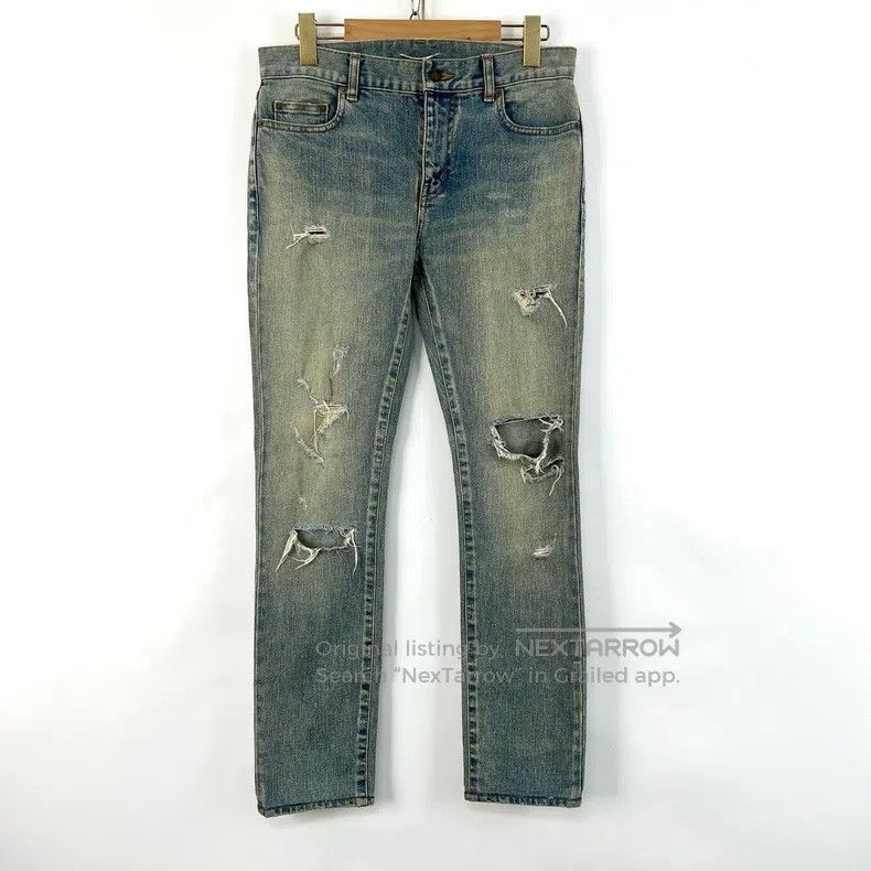 Saint Laurent Paris Saint Laurent Paris Washed distressed ripped men's blue je Size US 29 - 1 Thumbnail