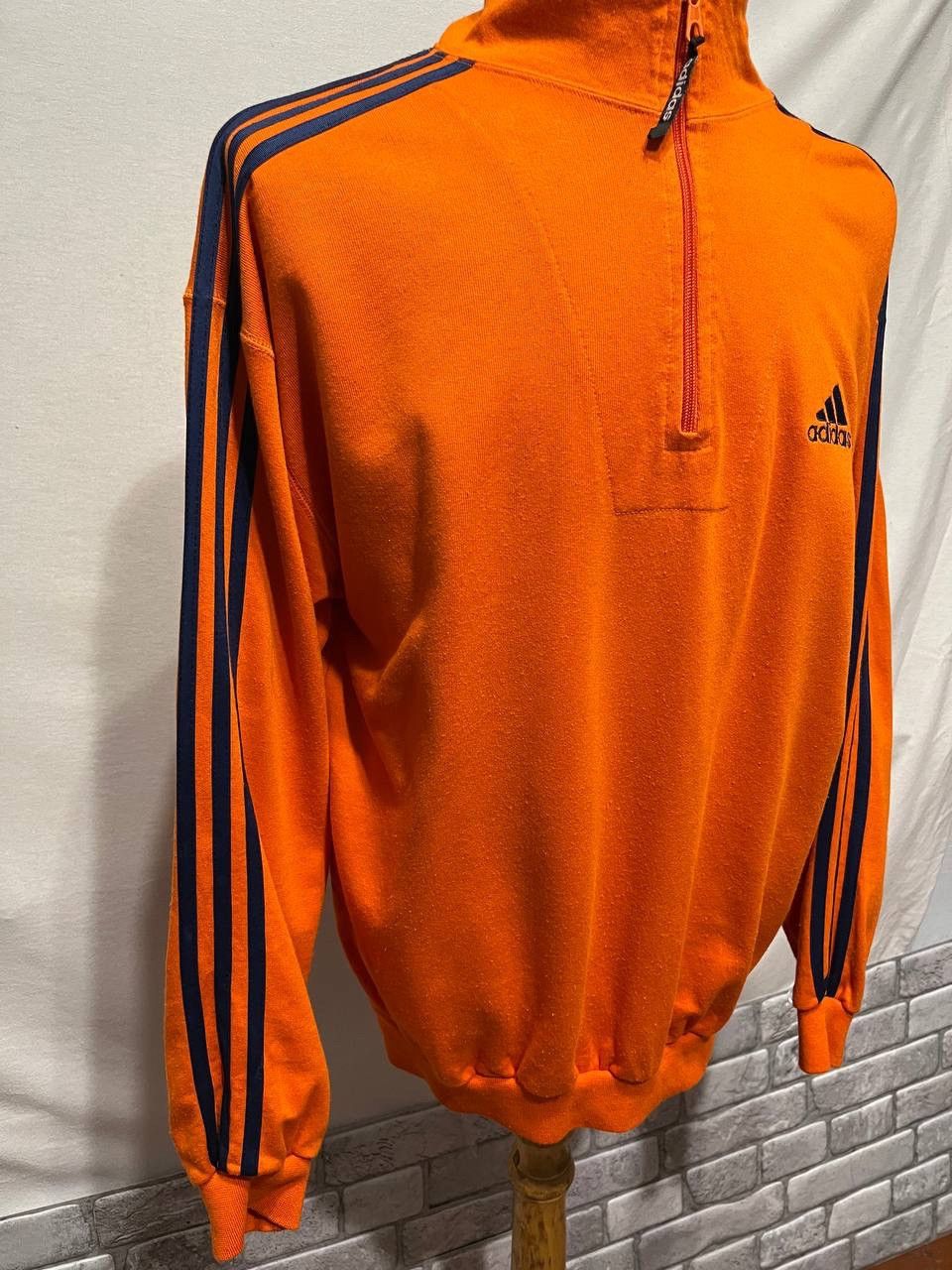 Adidas × Vintage Adidas Men's 3 Stripe Half Zip Crew Sweater in Orange/Black Size US M / EU 48-50 / 2 - 2 Thumbnail