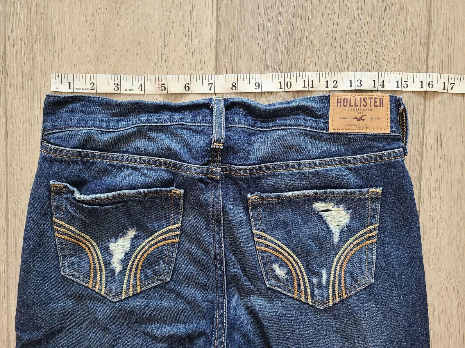 Designer Hollister Jeans Size 1 Distressed Dark Skinny Low Rise w 25 Size 25" / US 0 / IT 36 - 6 Thumbnail