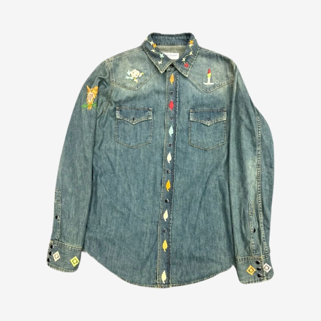 Saint Laurent Paris Saint Laurent Paris Denim Shirt Size US M / EU 48-50 / 2 - 1 Thumbnail