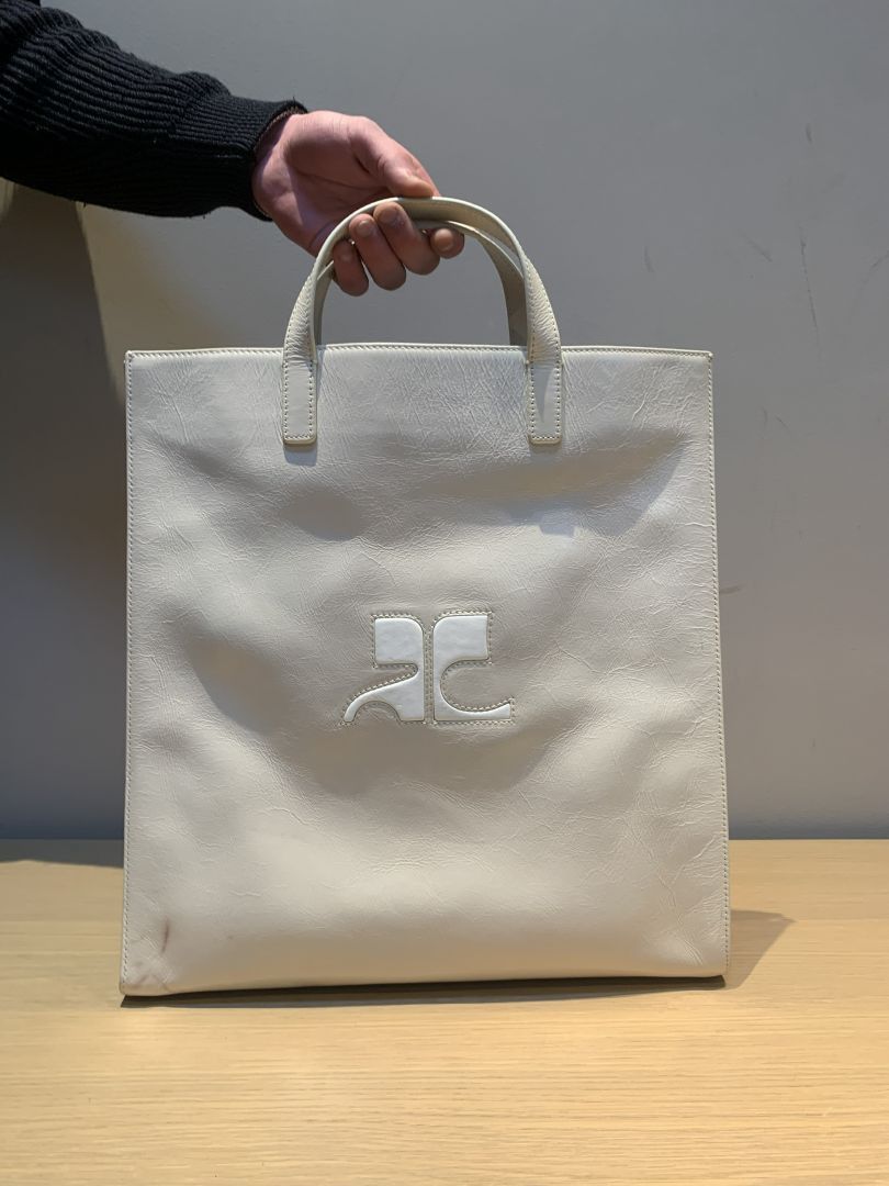 Courreges Courrèges Heritage Leather Tote Bag - Off-White/Ecru Size ONE SIZE - 1 Thumbnail