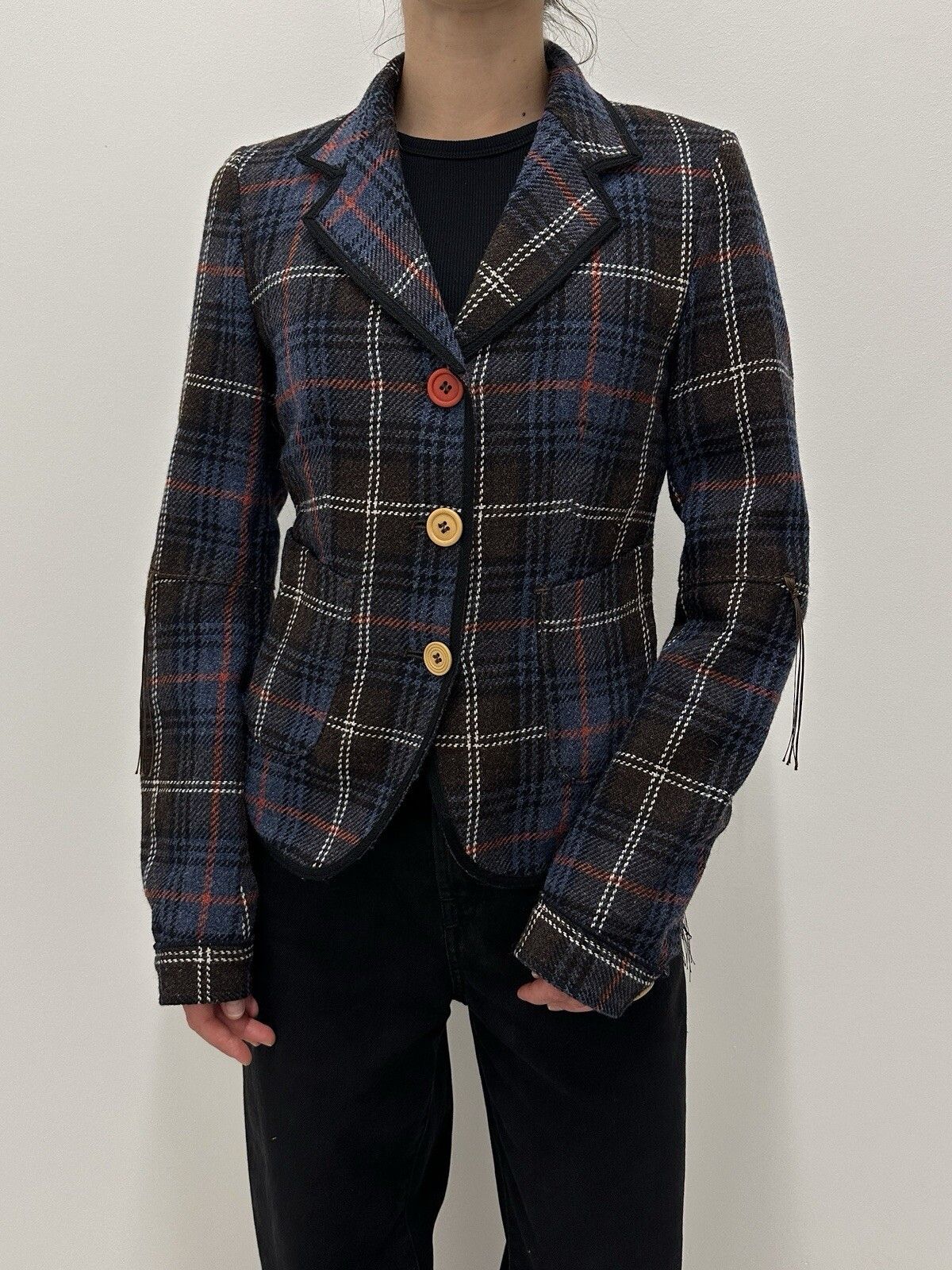 Marithe + Francois Girbaud Marithe Francois Girbaud Women's Tweed Plaid Blazer Jacket Size S / US 4 / IT 40 - 3 Thumbnail