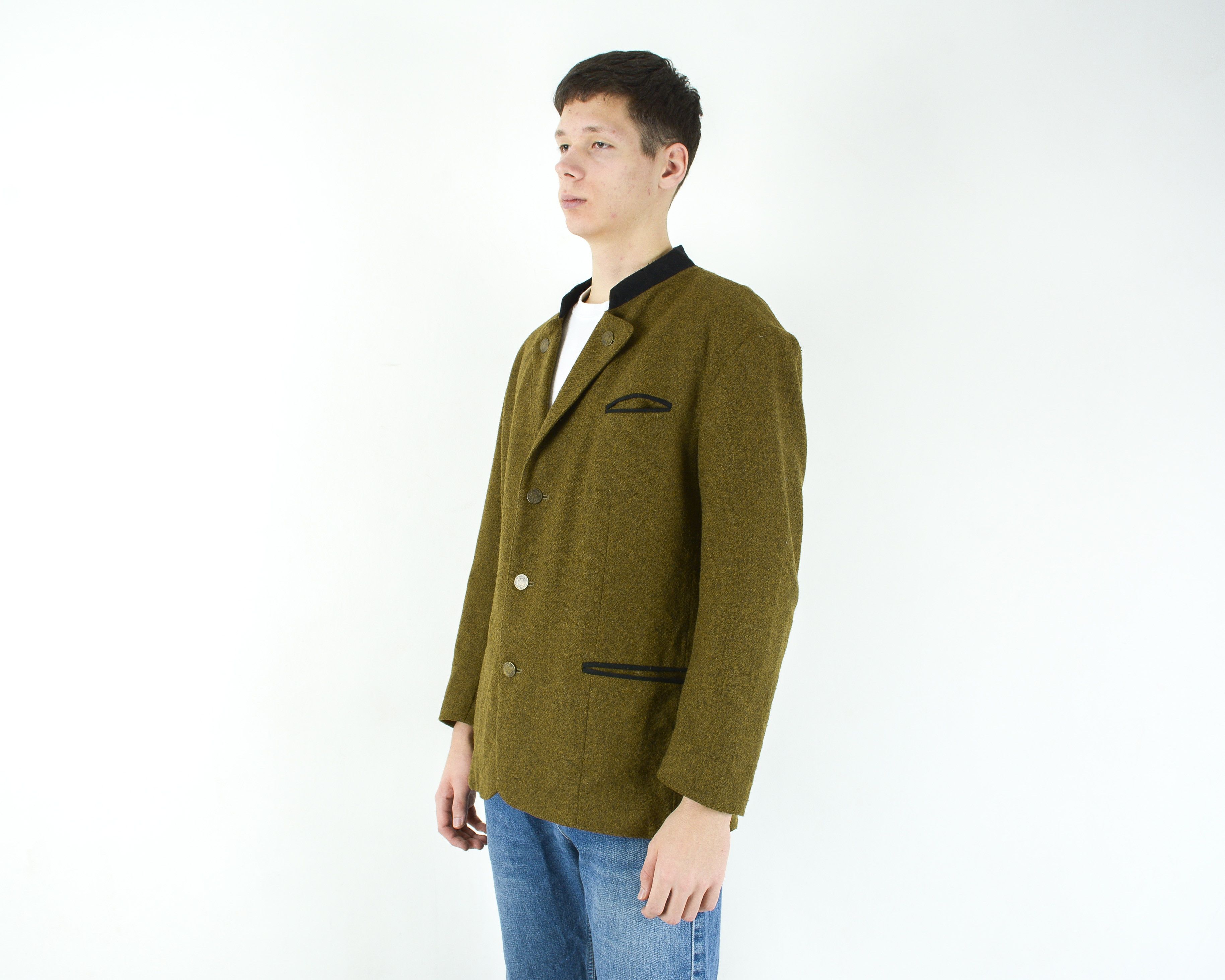 Vintage Trachten UK 42 US Blazer Wool Jacket Coat Tweed Janker L Size 42R - 2 Thumbnail