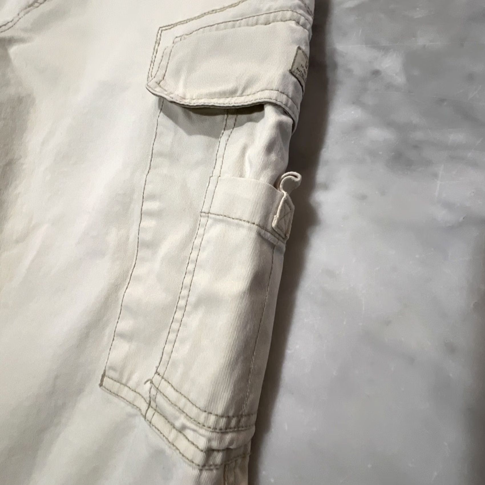 Vintage Unionbay Cargo Pants Mens 38x30 Beige Baggy Wide-Leg Grunge 5-Pocket Canvas Cotton Zip Button Regular Rise High 12in Size US 38 / EU 54 - 5 Thumbnail