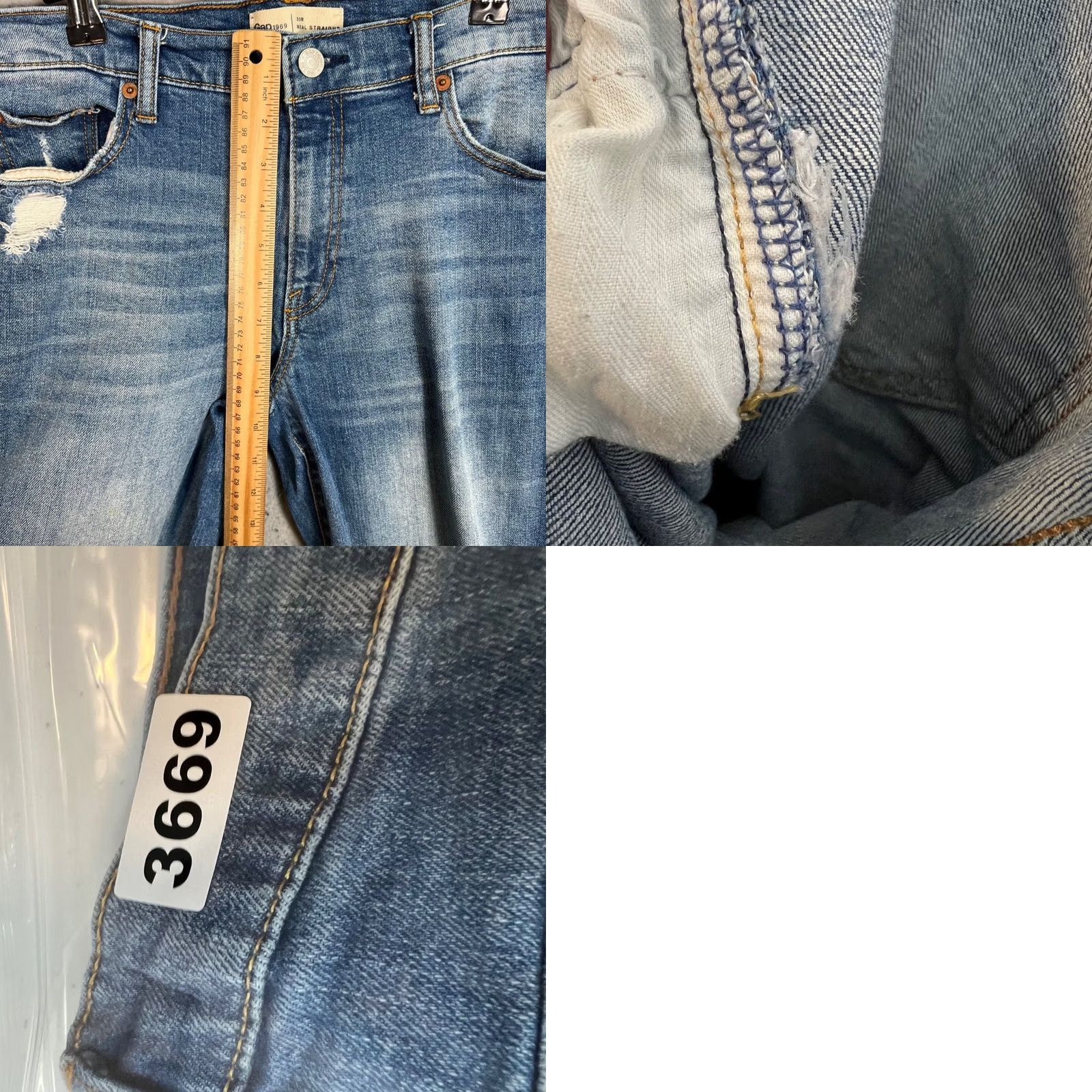 Gap Gap 1969 Womens Jeans 30 Regular Blue Distressed Straight 5-Pocket Denim Hip Rise Mid Vintage: No 29 Inseam Size 30in Womens Men Women Ladies Jegans? Size 30" / US 8 / IT 44 - 8 Thumbnail