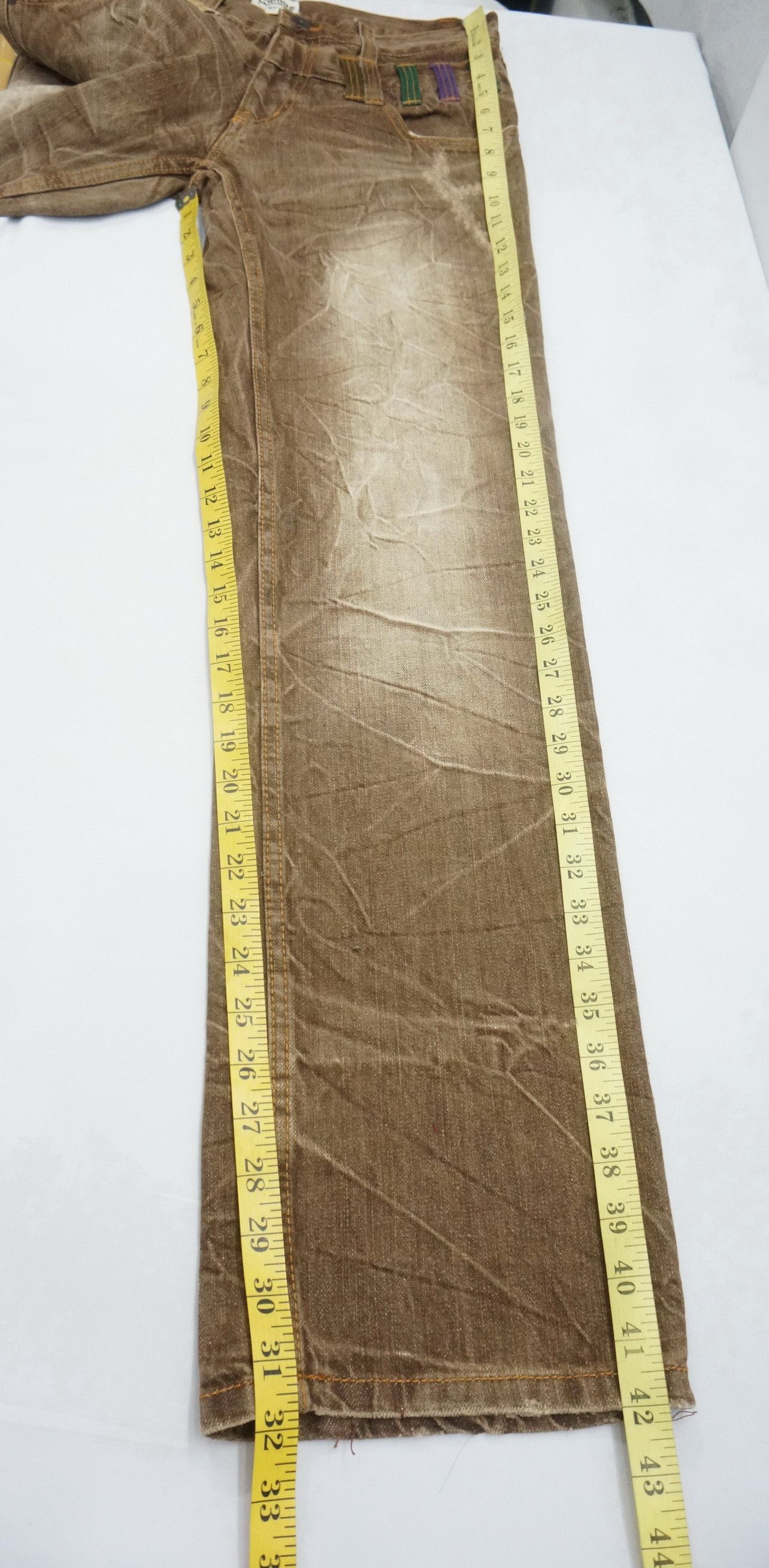 Japanese Brand NYLAUS Double Waist Brown Jeans Size US 29 - 10 Thumbnail