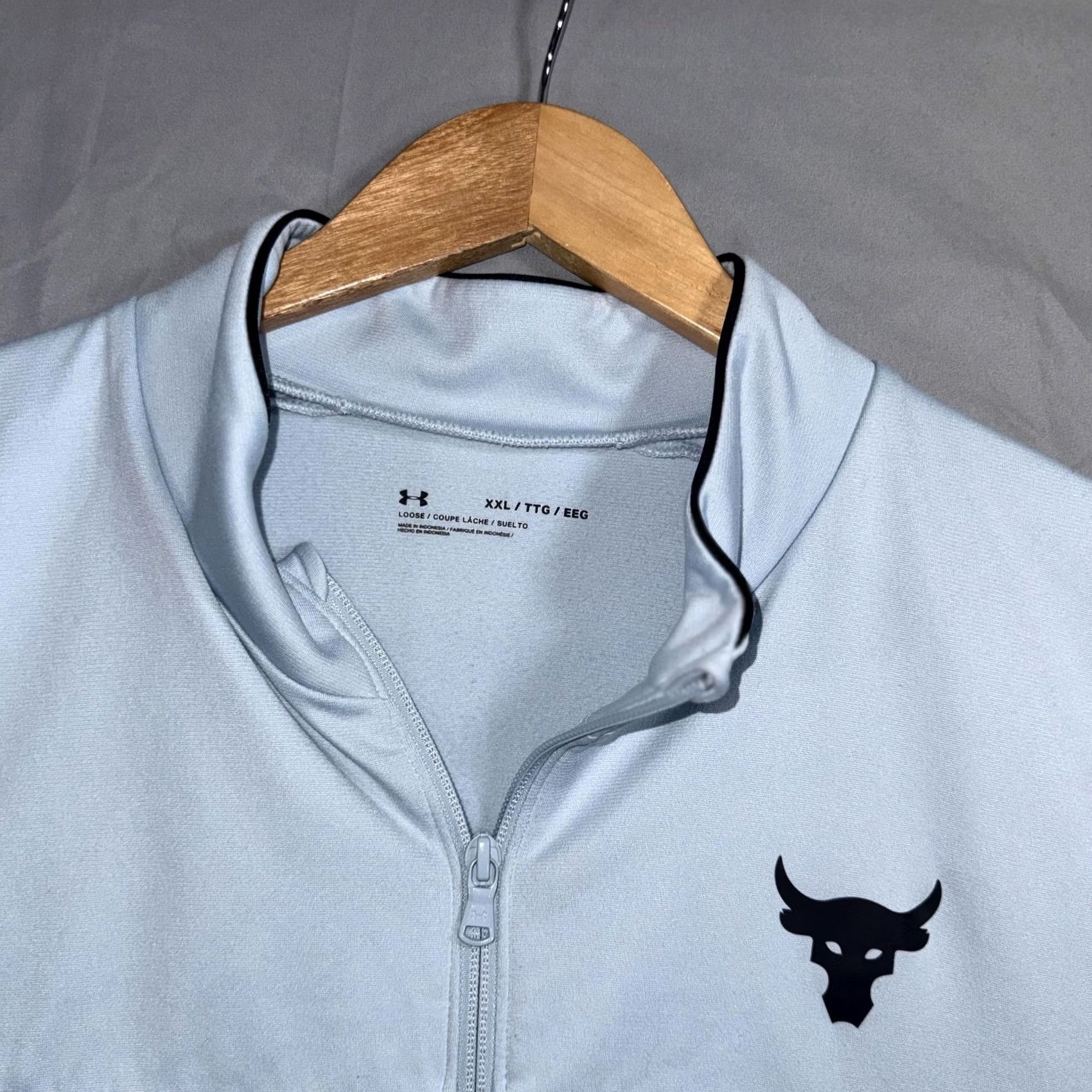 Under Armour Under Armour Project Rock Track Jacket Mens 2XL Blue White Full Zip Colorblock Jacket Pockets Size US XXL / EU 58 / 5 - 6 Thumbnail
