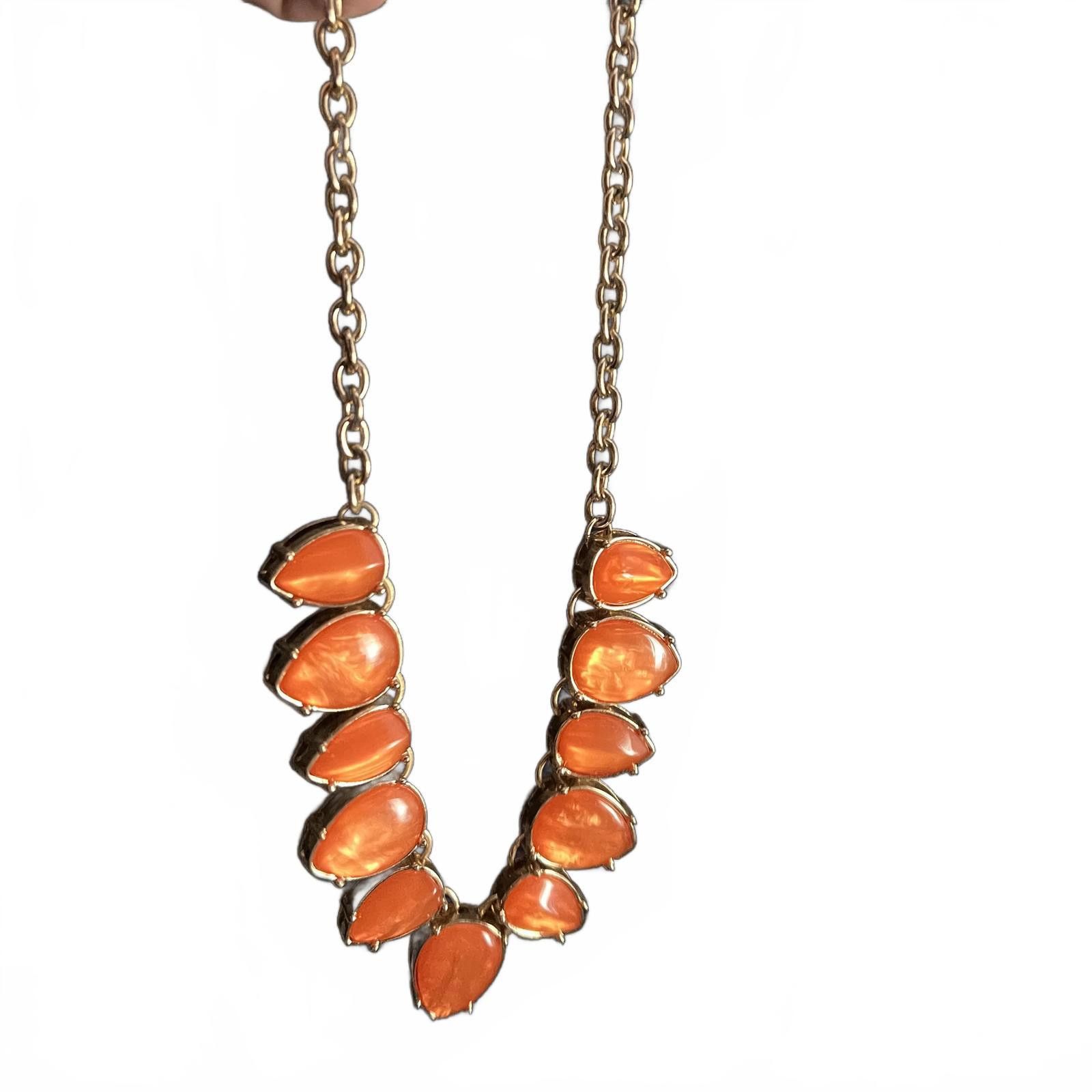 Unknown London Orange Stone Statement Necklace with Gold Chain Size ONE SIZE - 1 Thumbnail