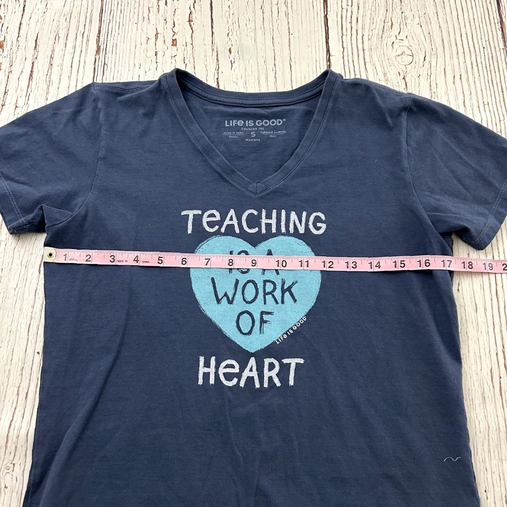 Life is Good Life Is Good Crusher Tee Short Sleeve Women's S Blue Heart Teaching Is A Work Of Heart Shirts Womens S Blue Size 28" / US 6 / IT 42 - 4 Thumbnail
