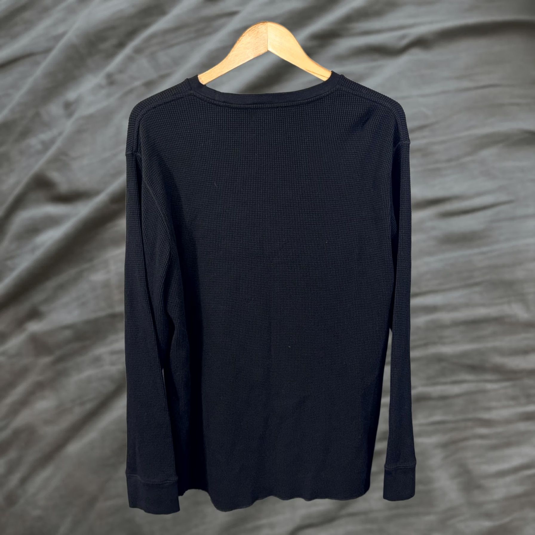 Vince Vince Shirt Mens 2XL Black Waffle Knit Thermal Long Sleeve Crewneck Cotton Top Size US XXL / EU 58 / 5 - 1 Thumbnail