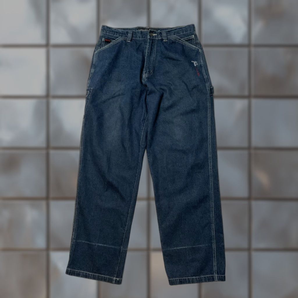 Fubu VINTAGE FUBU The Collection Utility Carpenter Baggy Denim Jeans 34 Mens 90s 2000s Y2K Blue Denim Loose Fit 33in Inseam Size US 34 / EU 50 - 1 Thumbnail