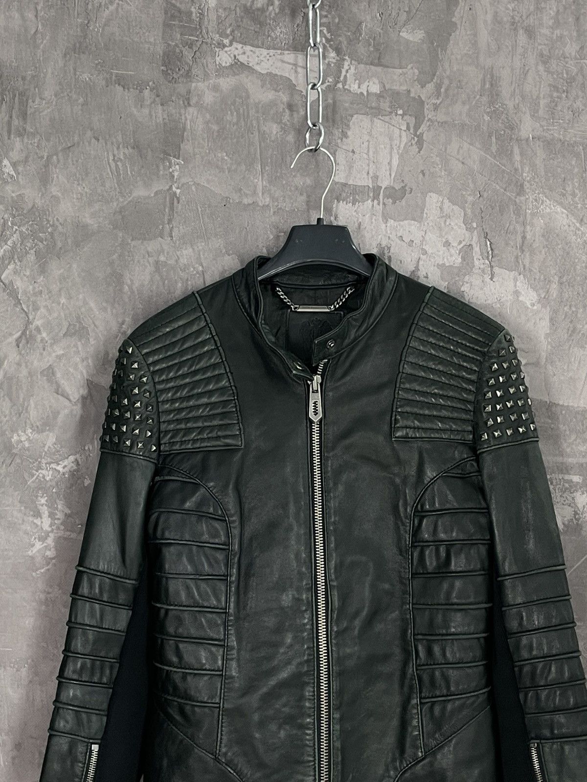 Faith Connexion × Vintage Faith Connexion Leather Zip Punk Metal Jacket Size S / US 4 / IT 40 - 2 Thumbnail