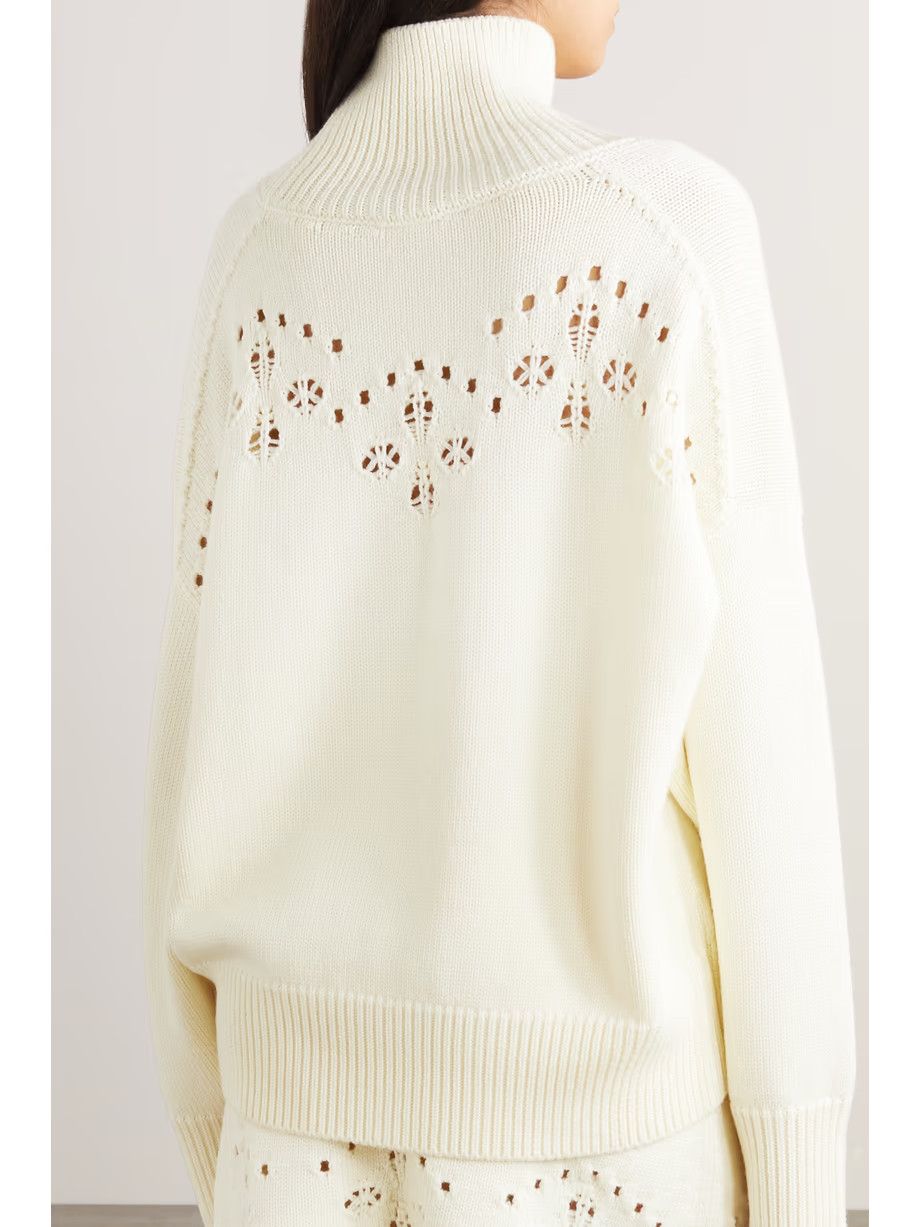 Chloe o1y0825 Turtleneck Sweater in Cream Size M / US 6-8 / IT 42-44 - 3 Thumbnail