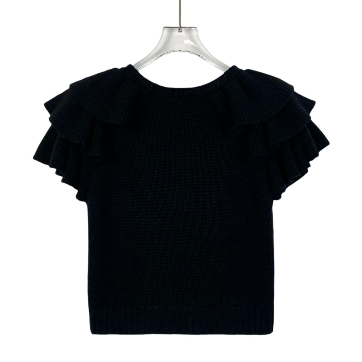 Dior Christian Dior Black Cashmere Ruffled Short Sleeve Sweater W Size XXS / US 00 / IT 34 - 8 Thumbnail