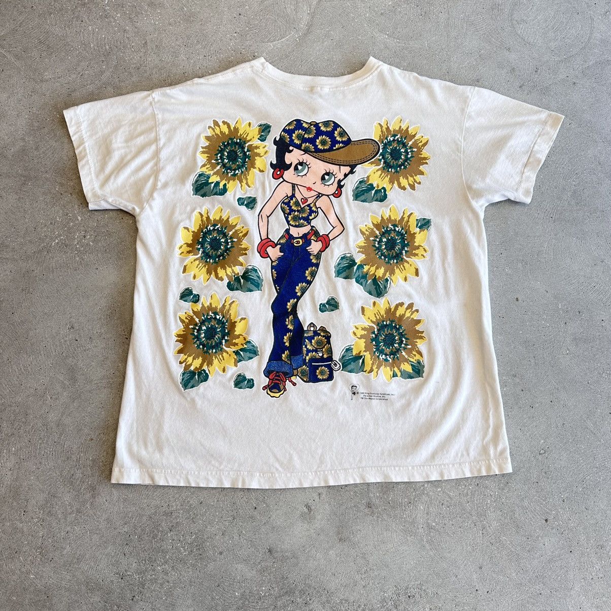 Japanese Brand × Vintage Vintage 1995 Betty Boop Sun Flower All Over Print GraphicTee Size US L / EU 52-54 / 3 - 2 Thumbnail