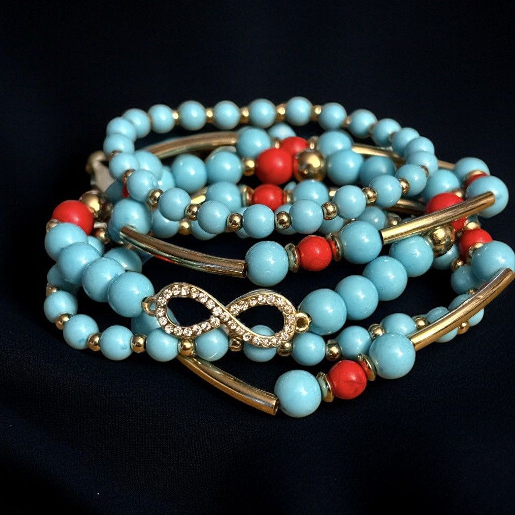 Other Turquoise and red bead pave infinity stretch bracelets Size ONE SIZE - 1 Thumbnail