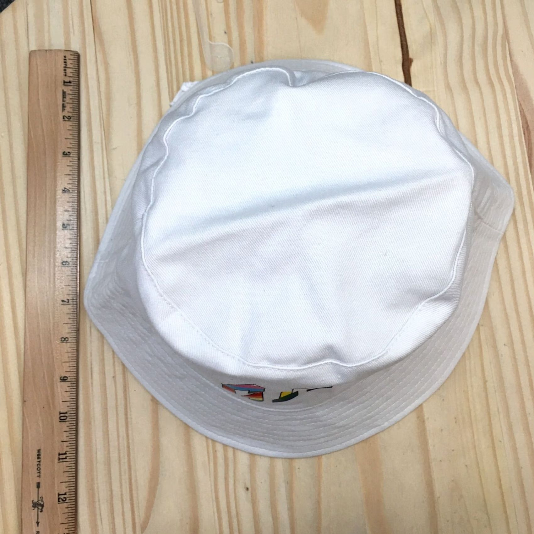 Gap GAP Pride Bucket Hat Womens One Size Optic White Cotton Rainbow Print Logo Cap Size ONE SIZE - 3 Thumbnail