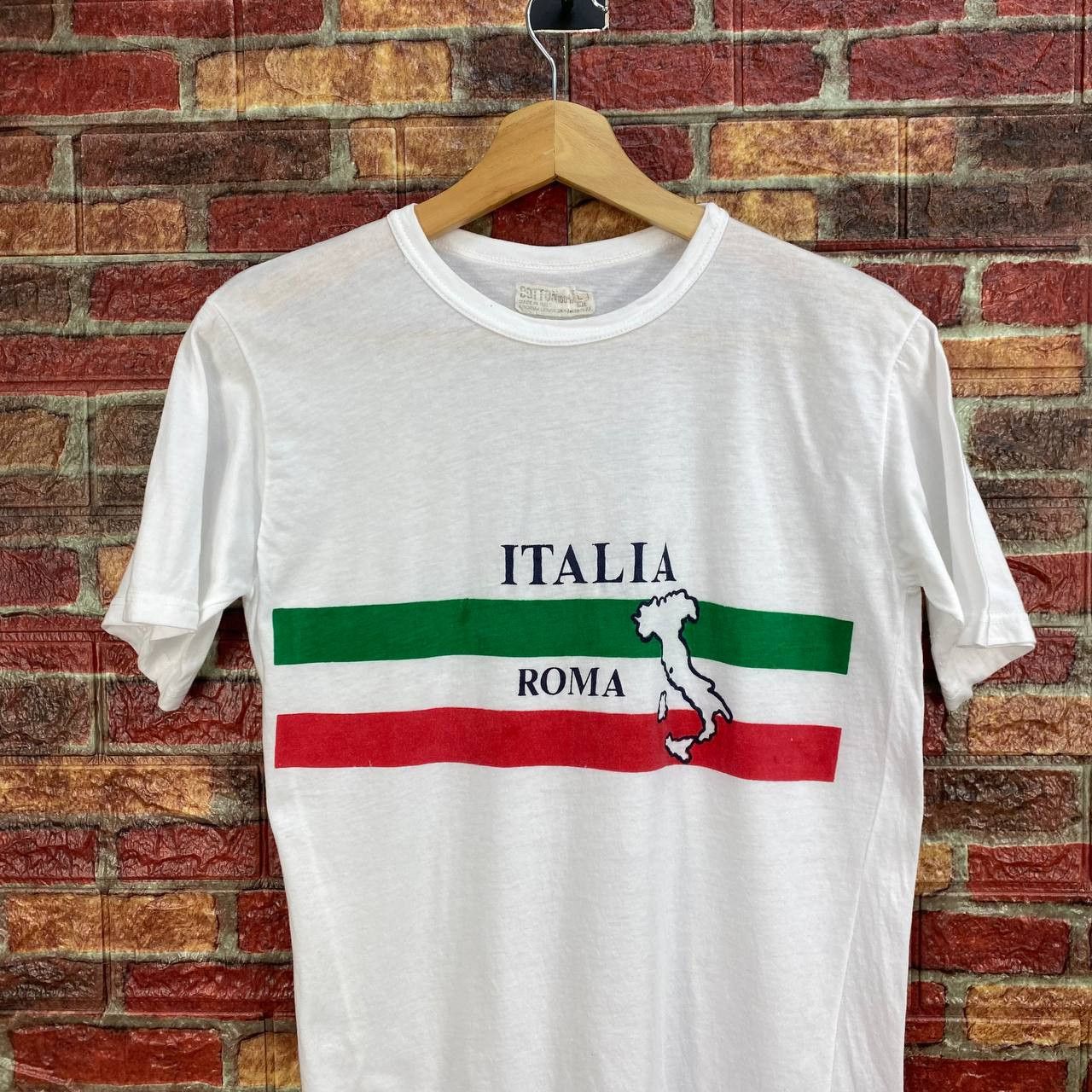 Vintage Vintage 80s Italia Flag Paperthin Tshirt Size US S / EU 44-46 / 1 - 2 Thumbnail
