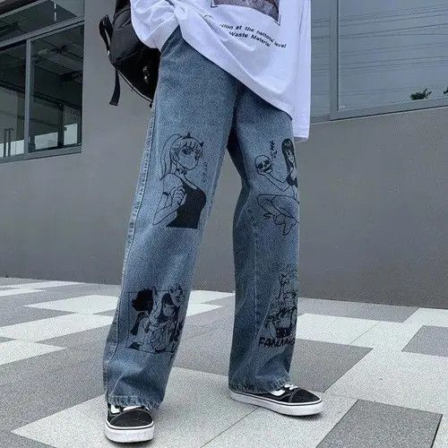 Jean Miyahara x Yuk Anime Graphic Straight Leg Blue Denim Jeans Size US 32 / EU 48 - 6 Thumbnail