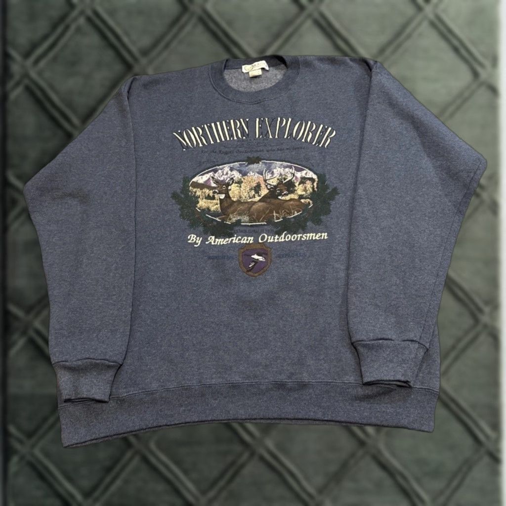 Van Heusen VINTAGE Van Heusen Sweatshirt Crewneck Northern Explorer Earth Nature Blue XL Men Pullover Size US XL / EU 56 / 4 - 1 Thumbnail