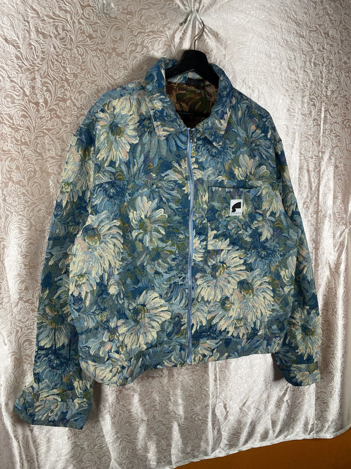Vintage Sumwon Floral Tapestry Jacket Blue Vintage Aesthetic Zip-Up Size US L / EU 52-54 / 3 - 5 Thumbnail