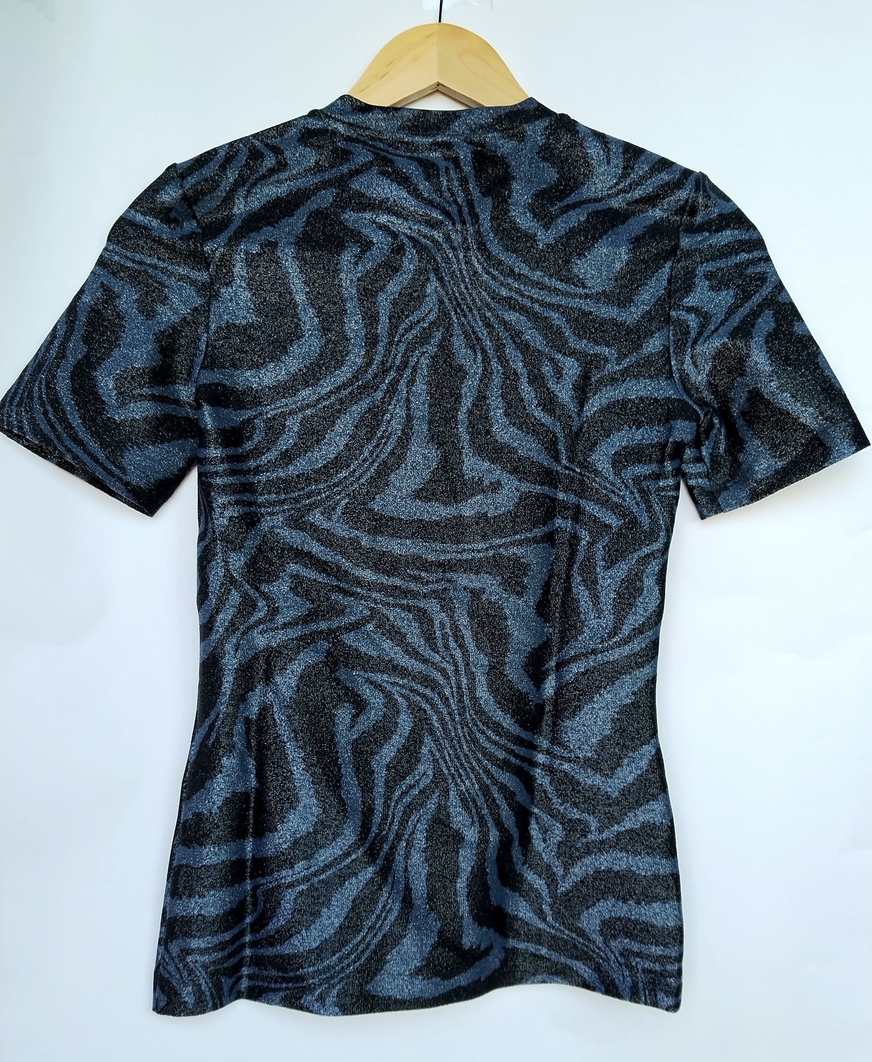 Ganni Lurex zebra swirl anthracite top Size XXS / US 00 / IT 34 - 4 Thumbnail