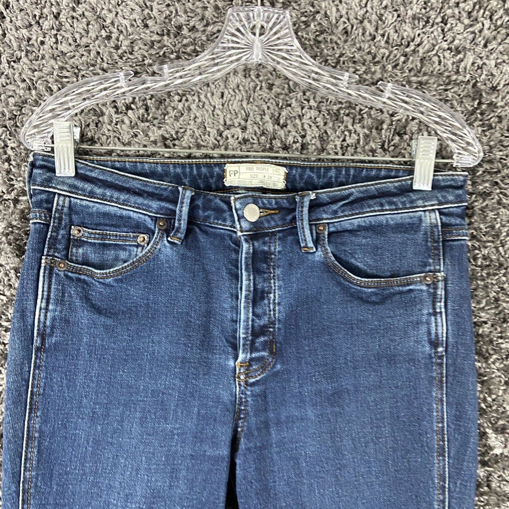 Free People VINTAGE Free People Women's Blue Skinny Zipper Jeans 27 Size 27" / US 4 / IT 40 - 5 Thumbnail
