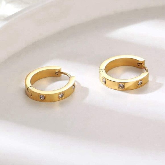 Other 1 Pair Women Stainless Steel Hoop Earring Size ONE SIZE - 5 Thumbnail
