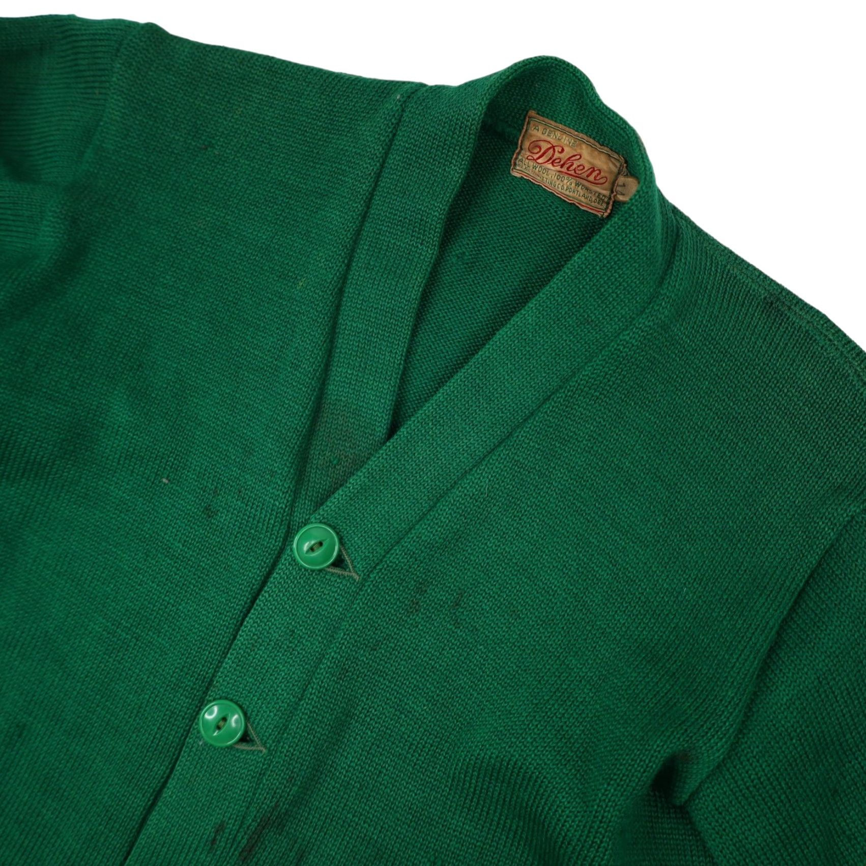 Vintage VINTAGE Dehen Collegiate Small Letterman Dollar Sign Patch Knit Wool Sweater Cardigan Womens S Green Size S / US 4 / IT 40 - 2 Thumbnail