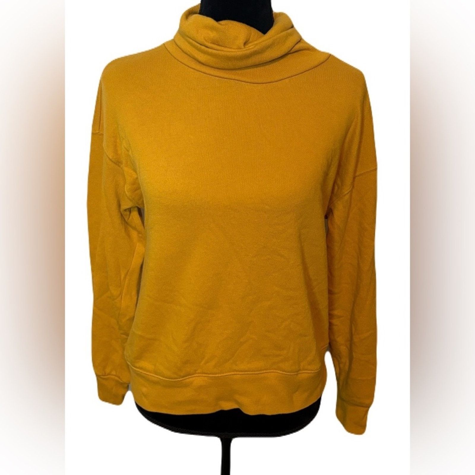 Forever 21 (Forever 21) Mustard Cowl Neck Turtleneck Sweater:Size Small Size S / US 4 / IT 40 - 2 Thumbnail