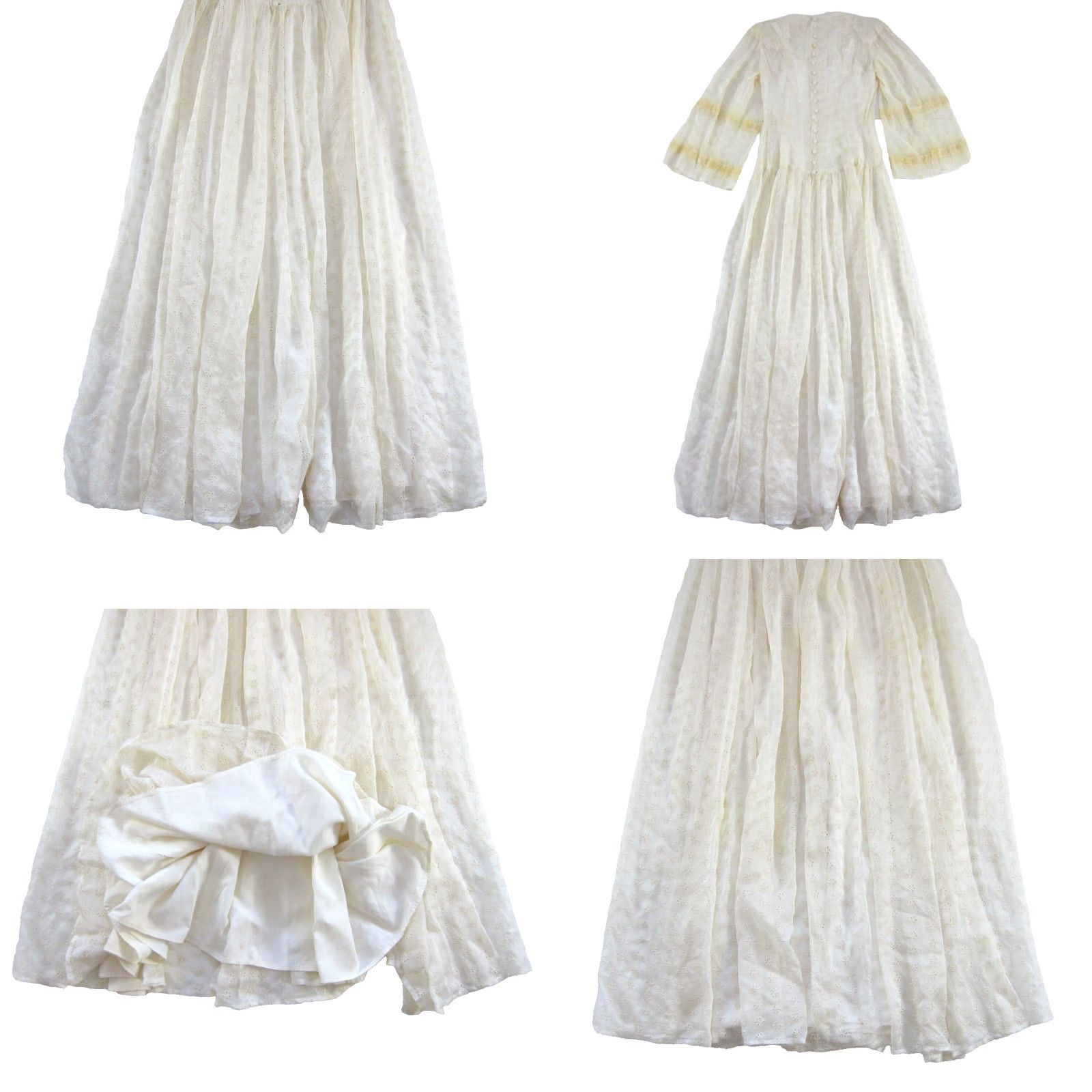 Vintage Vtg Handmade Ivory Lace Button Down Long Flare Sleeve Victorian Wedding Dress Small Size ONE SIZE - 8 Thumbnail