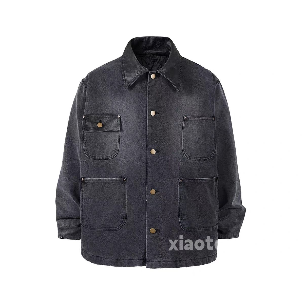 Unisex Washed faded loose carpenter cargo jacket