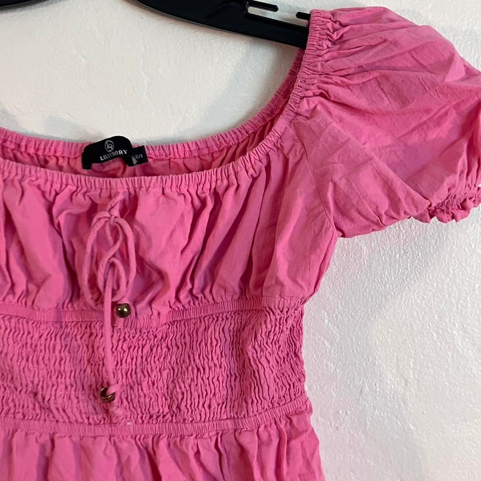 Other LILLUSORY Pink Smocked Puff Sleeve Maxi Dress Size S / US 4 / IT 40 - 2 Thumbnail