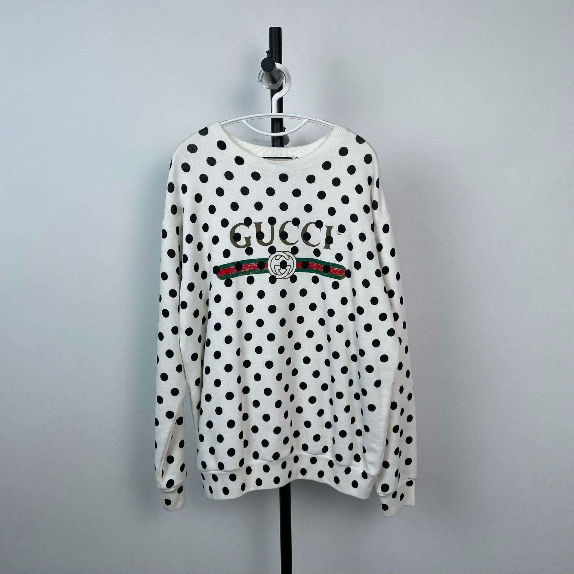 Gucci Gucci White Polka Dot Logo Sweatshirt S Size S / US 4 / IT 40 - 1 Thumbnail