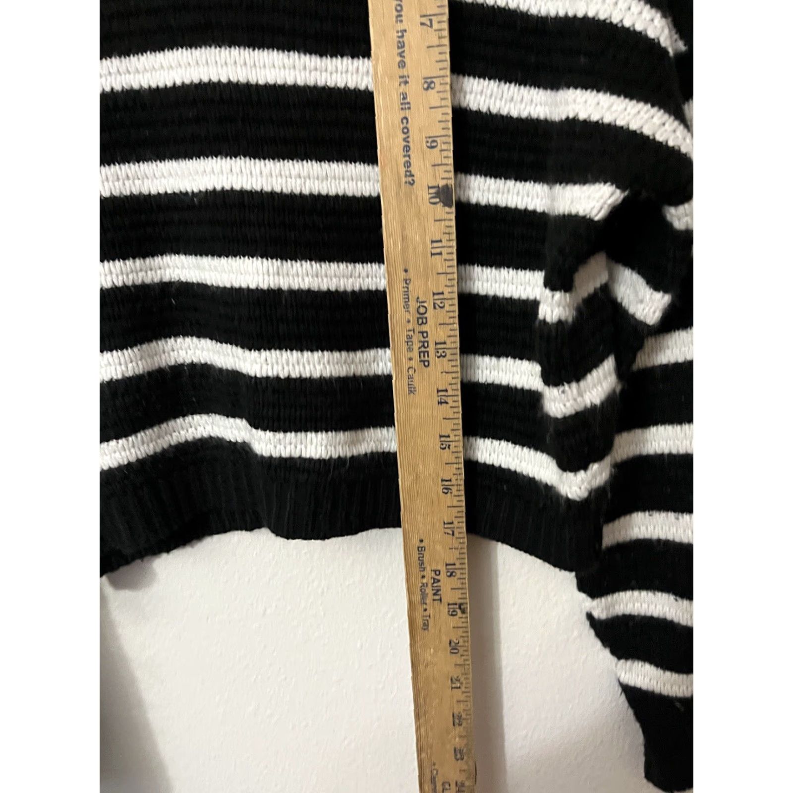 Express Express Womens XS Black & White Striped Knit Crop Sweater Chunky Mock Neck Pullover Long Sleeve Size XS / US 0-2 / IT 36-38 - 4 Thumbnail