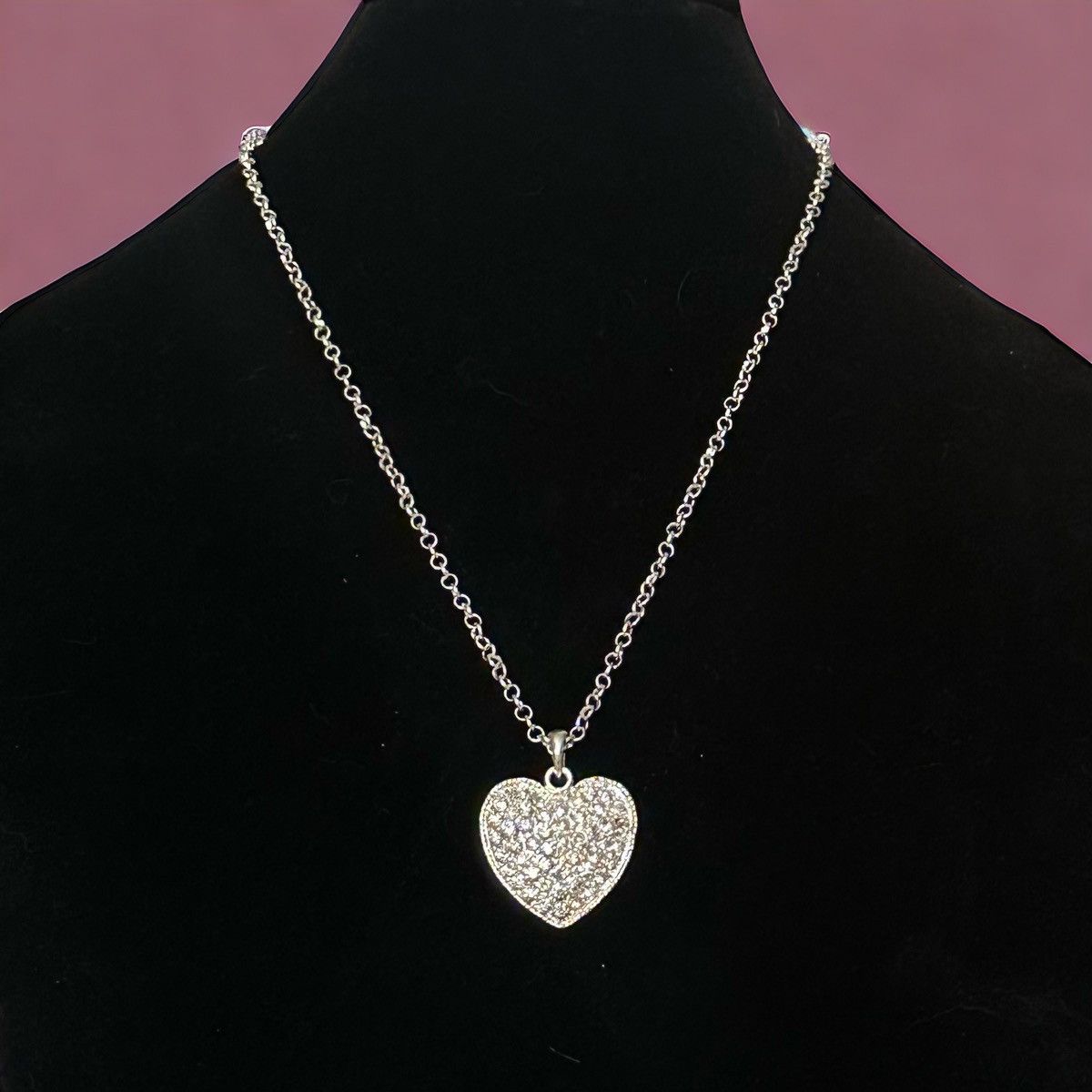 Other Paved rhinestone heart pendant necklace Size ONE SIZE - 1 Thumbnail
