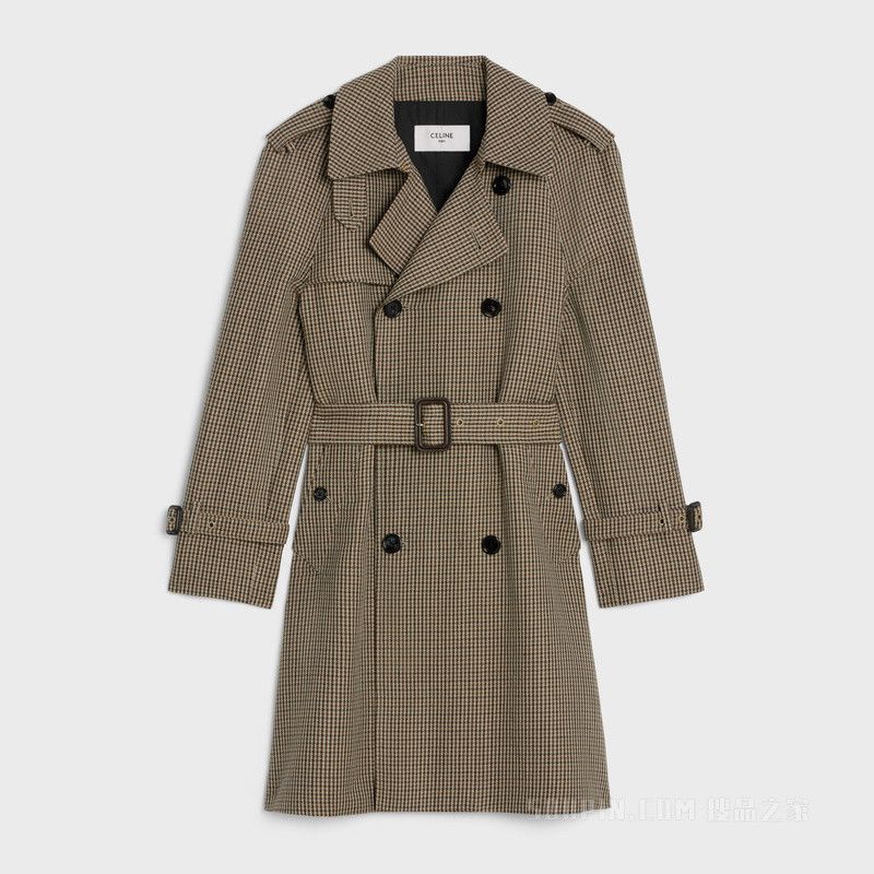 Celine romy trench coat in houndstooth wool and linen Size M / US 6-8 / IT 42-44 - 1 Thumbnail