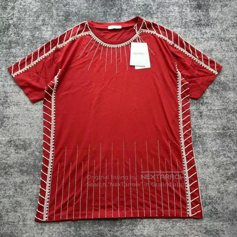 Valentino Valentino Red Cotton T-Shirt with Embellishments . Size L / US 10 / IT 46 - 1 Thumbnail