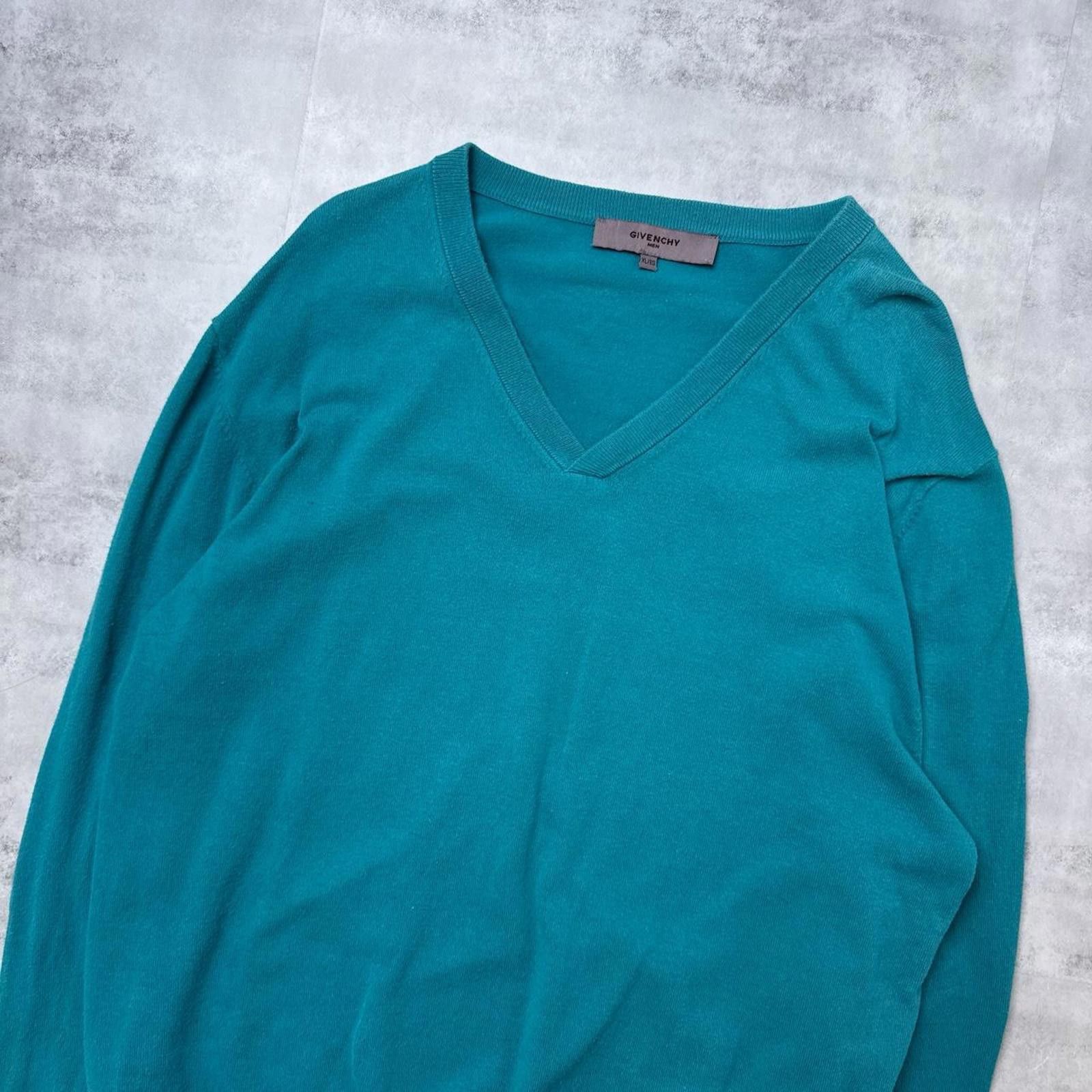 Givenchy Y2K Givenchy 00s Blue V-neck knit sweater Size US XL / EU 56 / 4 - 2 Thumbnail