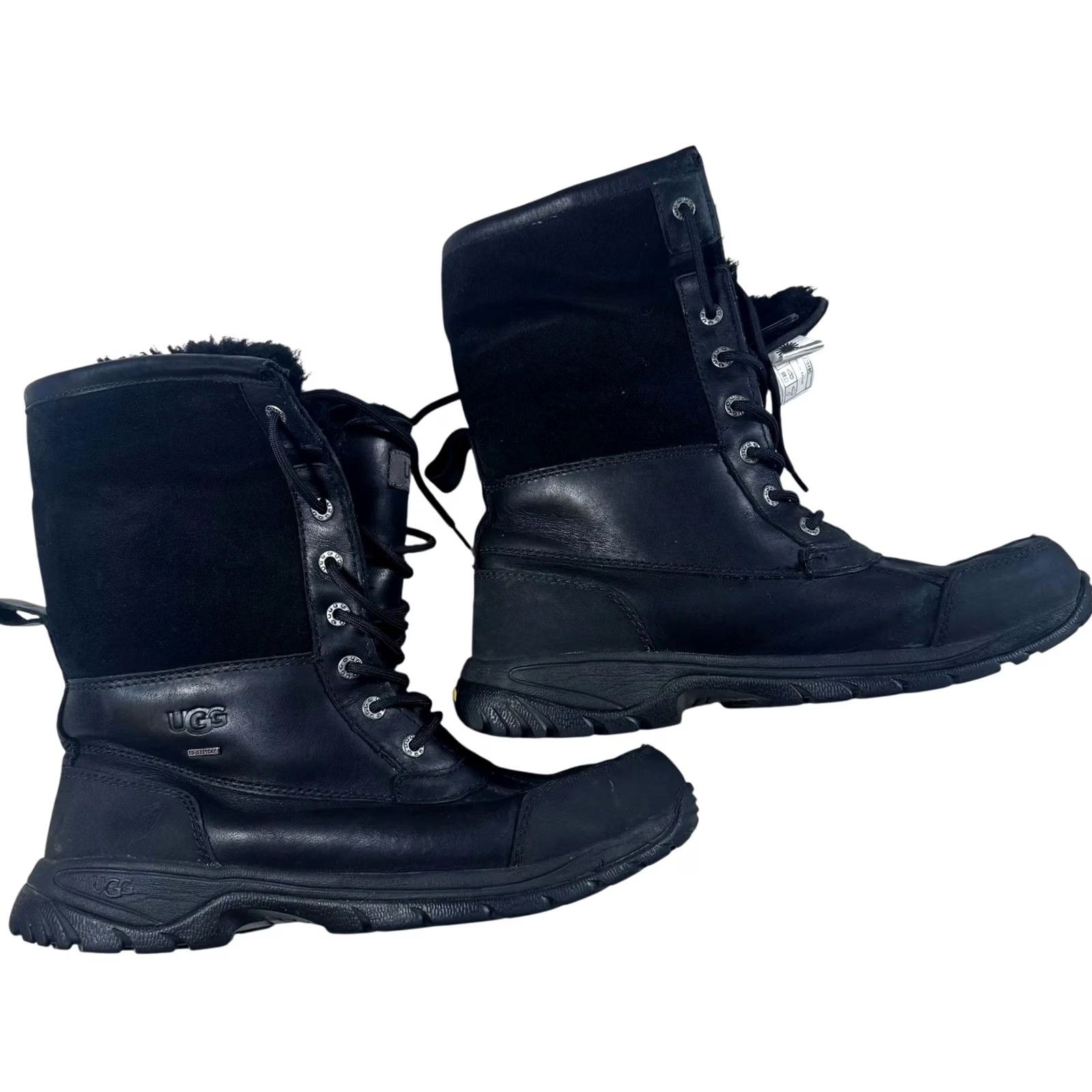 Ugg UGG Snow Boots Mens 10 Black Leather Waterproof Shearling Lined Vibram Boots Size US 10 / EU 43 - 2 Thumbnail
