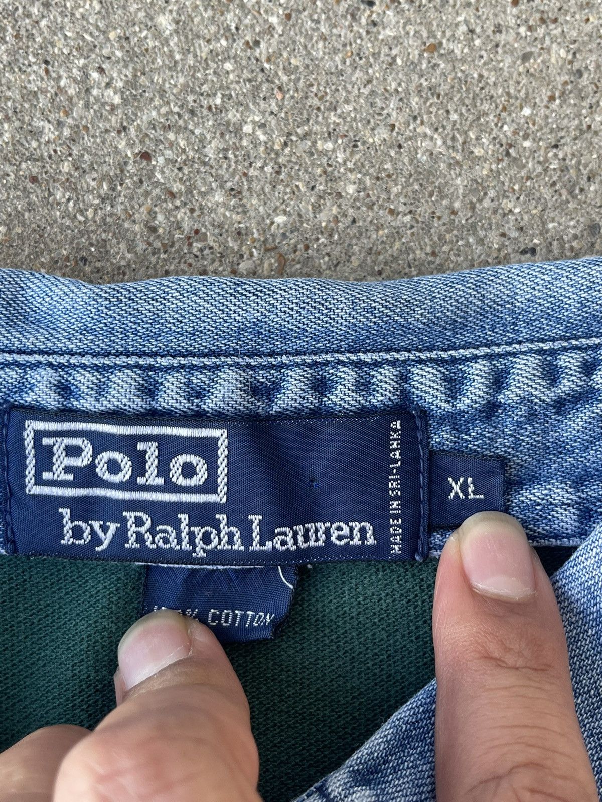 Polo Ralph Lauren × Vintage Vintage Polo by Ralph Lauren Denim Collar Green/Orange Polo Size US XL / EU 56 / 4 - 4 Thumbnail